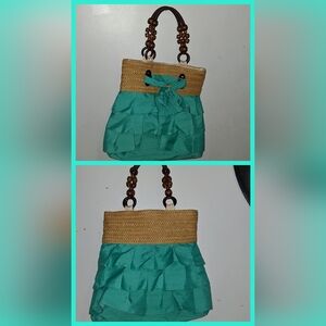 Stylish Turquoise and Tan Women's Bag